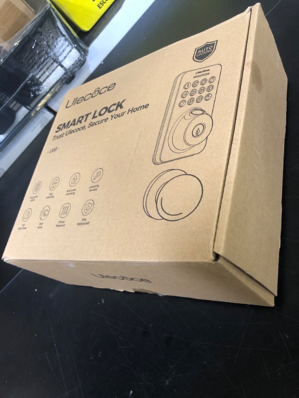 Photo 1 of Ulecoce Fingerprint Keypad Deadbolt with Handle Set, Keyless Entry Door Lock, Door Locks for Front Door Lock Set, App Control, Auto Locking, Easy to Install, Matte Black