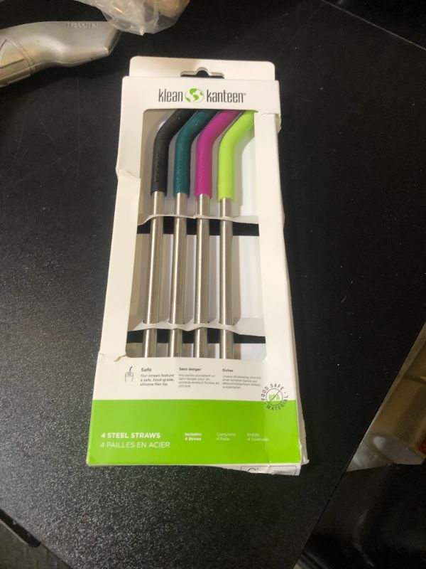 Photo 1 of Klean Kanteen Straw 4-pack, Stainless Steel with Safe, Removable Silicone Tips - 8mm Diameter - Multi-Color, One Size (1005789)