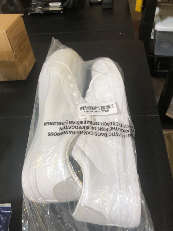 Photo 1 of ZGR Men's Synthetic Leather White Sneakers,Low Top White Tennis Shoes,Lace up Casual Shoes(White,US12)