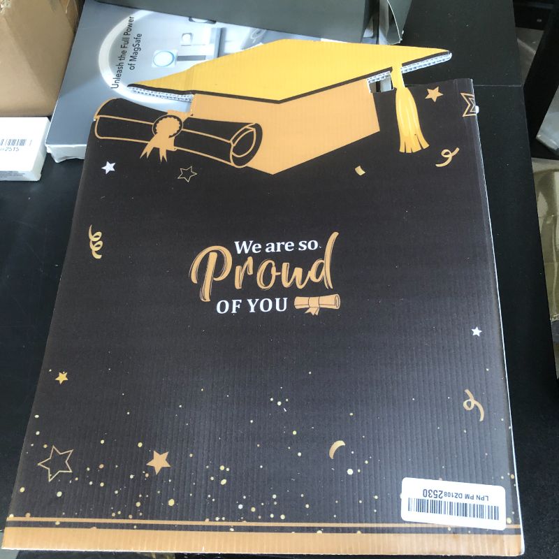 Photo 1 of Roowest Jumbo Graduation Card Guest Book 2025 Graduation Party Decorations Class of 2024 Big Giant Card for College High School Party, 24.8 x 16 Inches(Black, Gold)