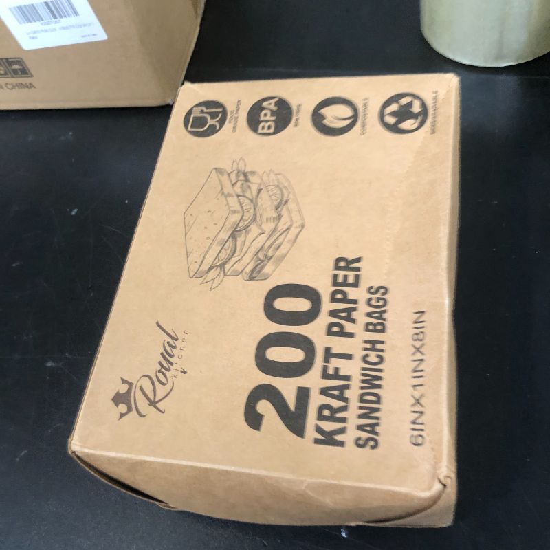 Photo 1 of Kraft Paper Sandwich Style Bags (200) 6"x 1"x 8" Dry Wax Grease Resistant Bags. Perfect for Sandwiches, Cookies, Pastries, Take Out, and Gifts. Made in USA.