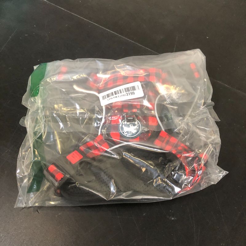 Photo 1 of PoyPet No Pull Dog Harness, [Release at Neck] Reflective Adjustable No Choke Pet Vest with Front & Back 2 Leash Attachments, Soft Control Training Handle, Plaid(Checkered Red, M)