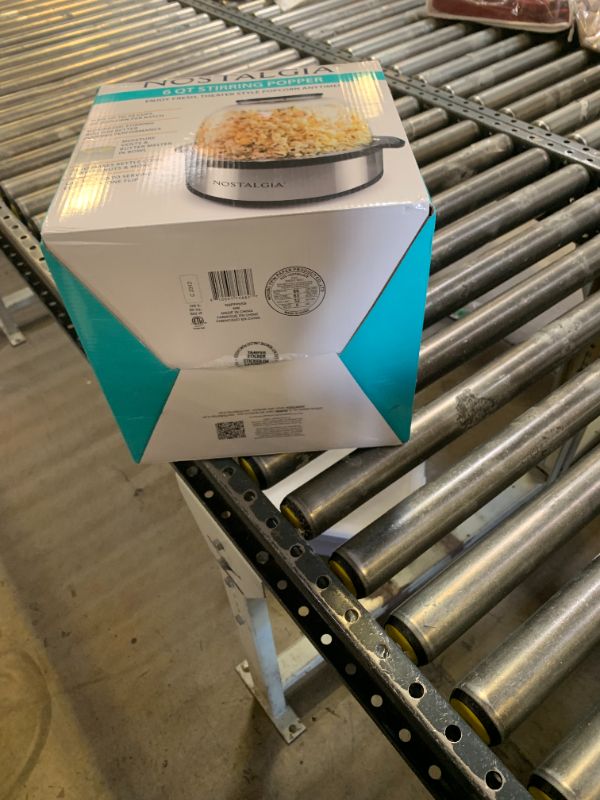 Photo 1 of Nostalgia 6-Quart Stirring Popcorn Popper With Quick-Heat Technology, Makes 24 Cups of Popcorn, Kernel Measuring Cup, Oil Free, Makes Roasted Nuts, Perfect for Birthday Parties, Stainless
