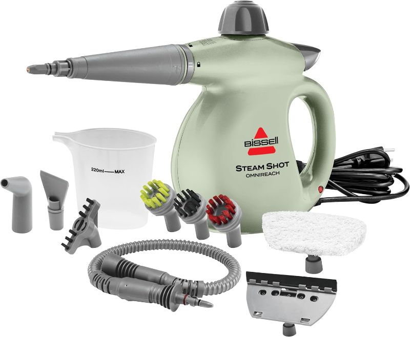 Photo 1 of BISSELL® Steam Shot™ OmniReach handheld portable steam cleaner for tile, grout, windows, bathrooms, kitchens, fabric steaming tool, includes 10 tools
