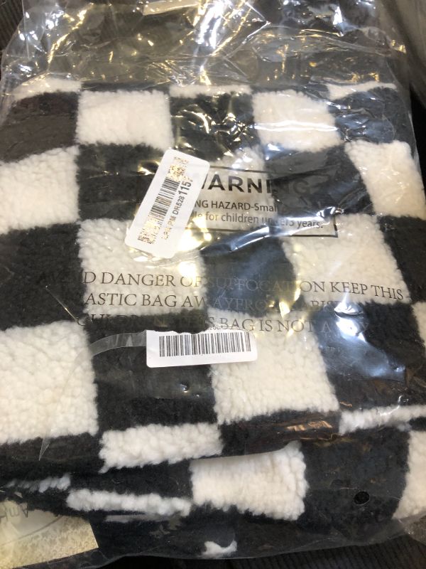 Photo 1 of AmHoo Pack of 2 Decorative Throw Pillow Covers Checkerboard Luxury Super Soft Faux Fur Wool Set Case Cushion for Couch Sofa Bedroom 20 x 20-Inch Black