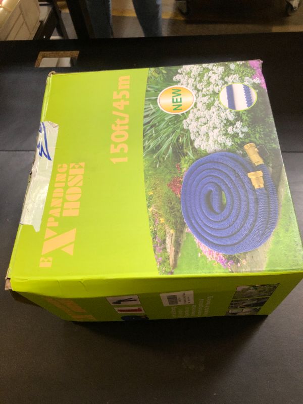 Photo 1 of 150 ft Expandable Garden Hose - 2025 Reinforced No Kink Retractable Water Hose 150ft with 10 Pattern Spray Nozzle, Solid Brass Fittings, Strong Expanding Latex Tube - Super Lightweight & Flexible