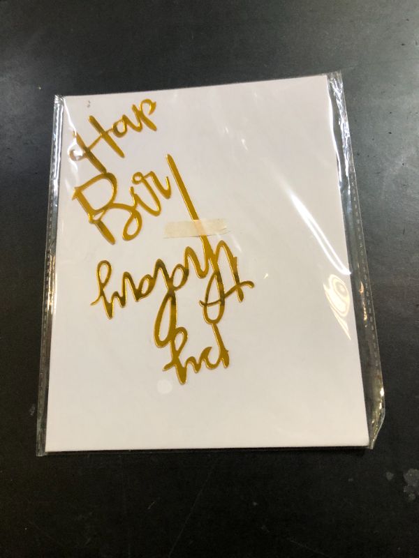 Photo 1 of Happy Birthday Cake Topper for Birthday Party Decorations, Mirror Gold Acrylic