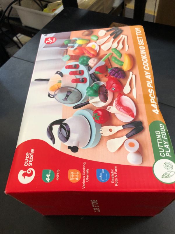 Photo 1 of CUTE STONE Play Kitchen Accessories Toy, Play Food Sets for Kids Kitchen, Pretend Kitchen Set for Kids with Play Pots, Pans, Toddler Kitchen Playset Kitchen Toys for Girls Boys
