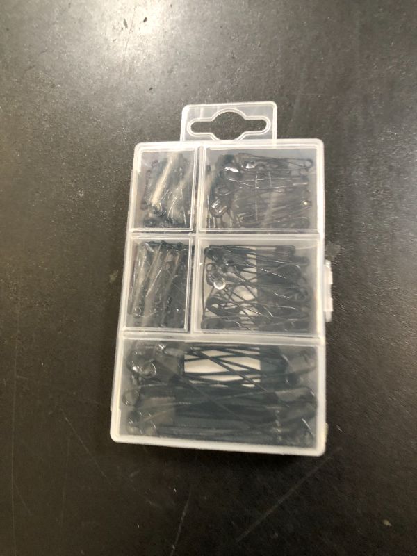 Photo 1 of Huhuhero 160-Pack Safety Pins Assorted, Small and Large Safety Pins for Clothes Costume, 5 Different Sizes Nickel Plated Steel Pin Bulk, Sewing Arts Crafts Supplies, Black