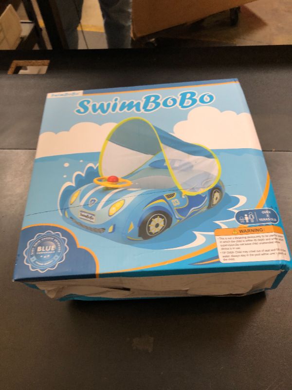 Photo 1 of Swimbobo Toddler Pool Float Inflatable Car Baby Swim Float with Adjustable Sun Canopy and Safety Seat Pool Toys for Kids 1-4 Years Old (Blue Sports Car)