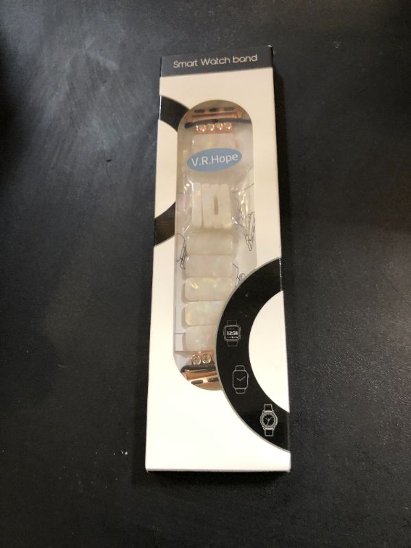 Photo 1 of V.R.HOPE Stretchy Resin Apple Watch Band for Series Ultra/10/9/8/7/SE 46mm 45mm 44mm42mm49mm Fashion Cute, Lightweight & Flexible, Rectangle Design with iWatch Series 6/5/4/3/2/1(Fluorescent White-S)