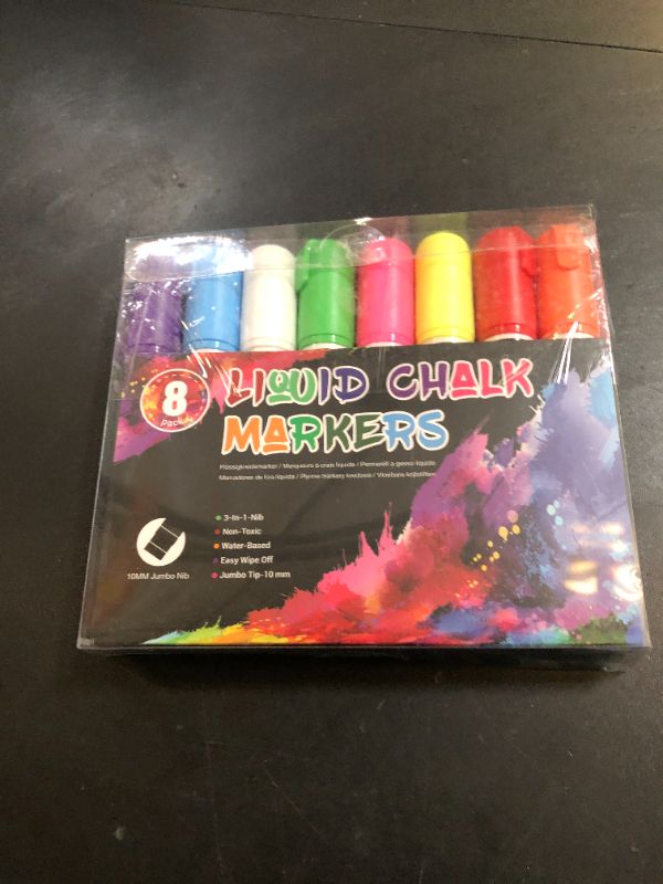 Photo 1 of Window Chalk Markers for Cars Washable: 8 Colors Jumbo Liquid Chalk Marker with 10mm Thick Tips, Big Chalkboard Markers, Car Window Paint Markers Pen for Glass, Auto, Bistro, Mirror, Poster, Business