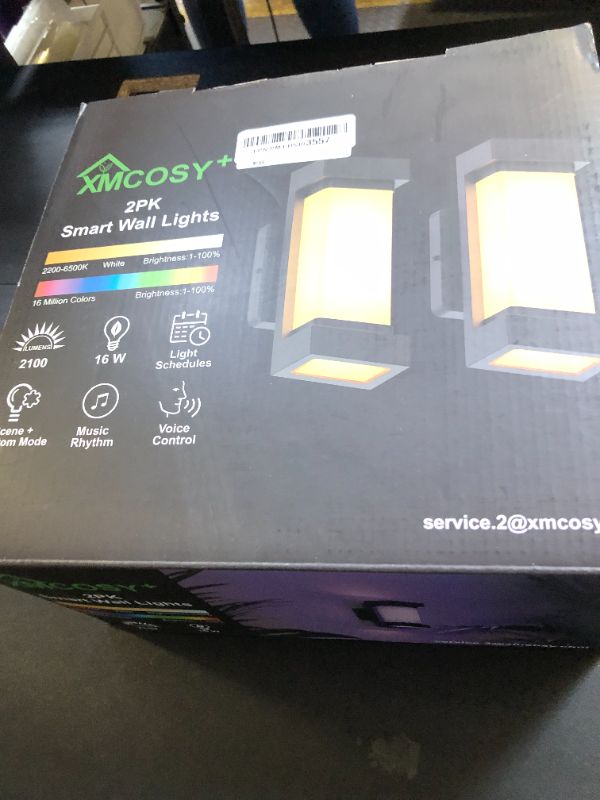 Photo 1 of XMCOSY+ Outdoor Wall Lights, 2100LM Smart LED Porch Lights Outdoor, RGBCW Exterior Lighting Sconce, Wi-Fi Control, Compatible with Alexa, IP65 Waterproof, 2 Pack