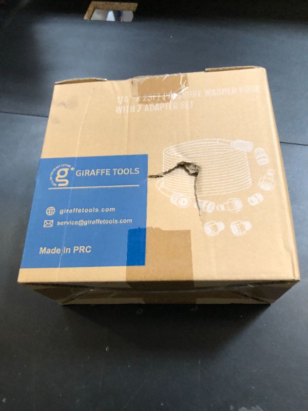 Photo 1 of Giraffe Tools Pressure Washer Hose 25FT X 1/4", 3200 PSI Pressure Washing Hose, Kink Resistant, Heavy Duty Power Washer Hose, M22 to 3/8" Quick Connect Couplers for Replacement, 7 Accessories