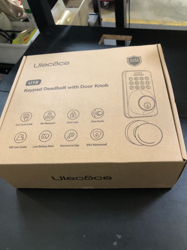 Photo 1 of Ulecoce Keyless Entry Door Lock Deadbolt with Handle Set, Door Locks for Front Door, Keypad Door Lock with Handle, Smart Door Knob, Auto Locking, Installation Guide, Black