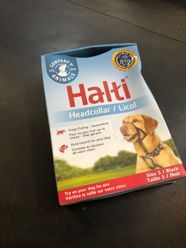 Photo 1 of HALTI Headcollar - To Stop Your Dog Pulling on the Leash. Adjustable, Reflective and Lightweight, with Padded Nose Band. Dog Training Anti-Pull Collar for Medium Dogs (Size 3, Black)