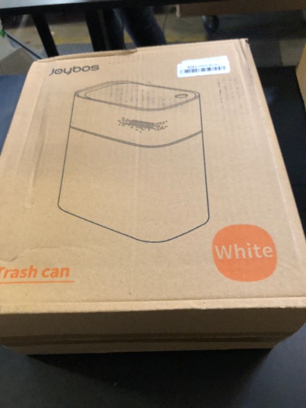Photo 1 of JOYBOS Small Bathroom Trash Cans with Lids,3.8 Gallon Slim White Plastic Automatic Garbage Can,Narrow Motion Sensor Waterproof Trash Bin for Bedroom, Toilet,Office