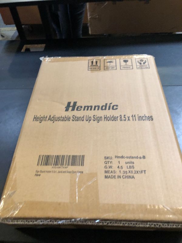 Photo 1 of Hemndic Sign Stand Holder 8.5x11 Inches, Stand Up Sign Holder 8.5 x 11 with Rotated Frame, Height Adjustable Sign Stand and Snap-Open Frame