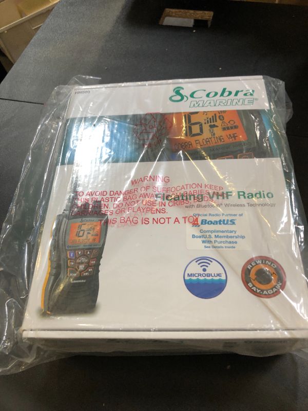 Photo 1 of Cobra MR HH500 FLT BT Handheld Floating VHF Radio – 6 Watt, Bluetooth, Submersible, Noise Cancelling Mic, Backlit LCD Display, Floating and Waterproof Design (IP67 rating), Memory Scan, Black