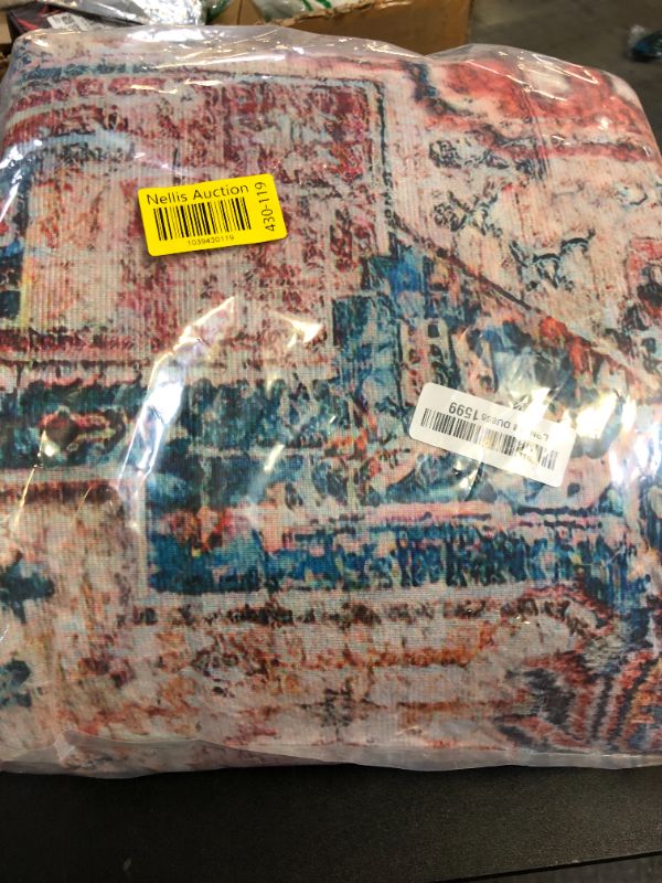 Photo 1 of YJ.GWL Large Area Rug for Living Room, 5x7 Machine Washable Boho Rug for Bedroom, Low Pile Lightweight Thin Rugs Floral Vintage Distress Print Pattern Carpet for Dining Room, Orange