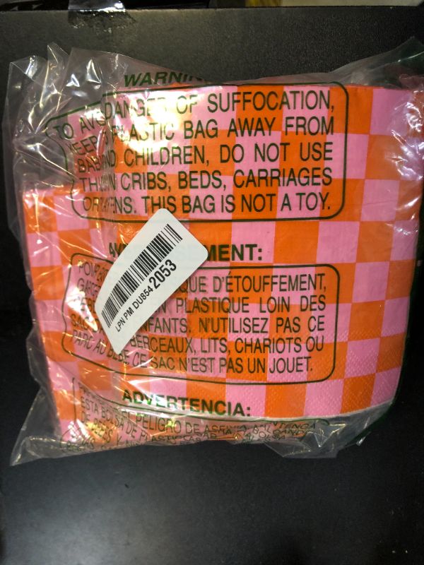 Photo 1 of 150 Pcs Orange Gingham Paper Napkins 5 * 5 Inch Pink Luncheon Napkins Checkered Napkins Disposable Guest Napkins Cocktail Luncheon Paper Plates For Tequila Sunrise Bachelorette Party Bridal Shower