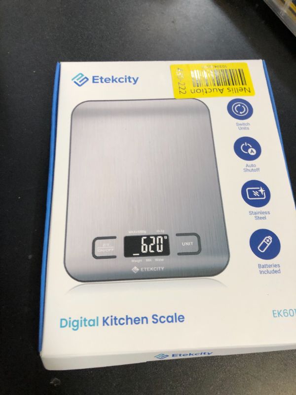 Photo 1 of Etekcity Food Kitchen Scale, Digital Grams and Ounces for Weight Loss, Baking, Cooking, Keto and Meal Prep, LCD Display, Medium, 304 Stainless Steel