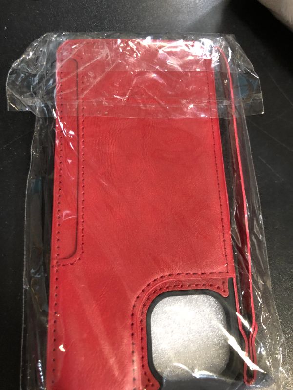 Photo 1 of iCoverCase Compatible with iPhone 13 Wallet Case with Card Holder and Wrist Strap, PU Leather Card Slots Kickstand Double Magnetic Clasp Shockproof Case 6.1 Inch (Red)