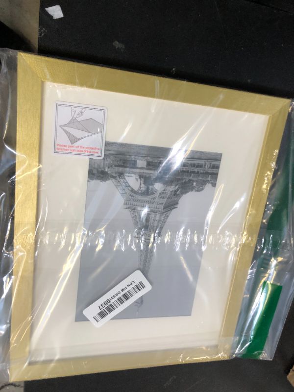 Photo 1 of upsimples 8x10 Picture Frame, Display Pictures 5x7 with Mat or 8x10 Without Mat, Wall Hanging Photo Frame, Gold, 1 Pack