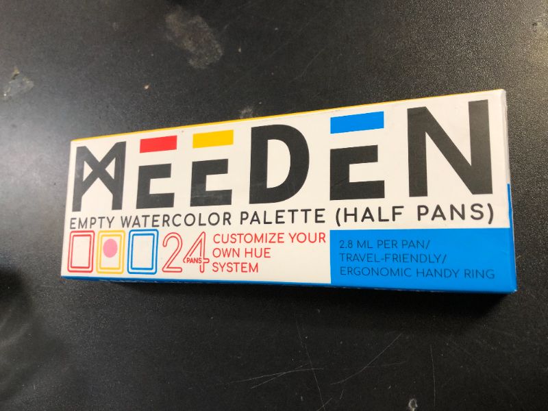 Photo 1 of MEEDEN Empty Travel Watercolor Palette: Portable Watercolor Palette Tin with 24 Half Pans - Metal Watercolor Paint Palette Tin Box for Artist Student Adults (Red)
