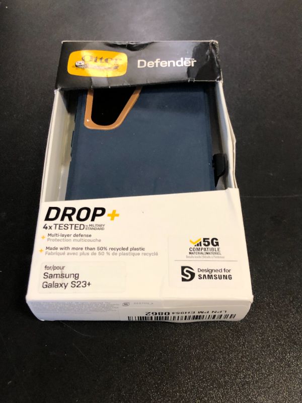 Photo 1 of OtterBox Galaxy S23+ Defender Series Case - Blue Suede Shoes (Blue), Rugged & Durable, with Port Protection, Includes Holster Clip Kickstand