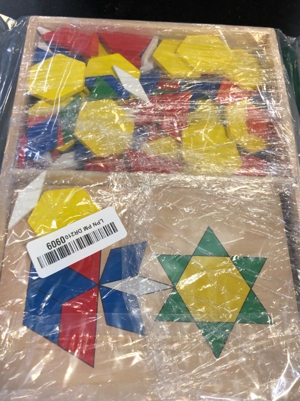 Photo 1 of Melissa & Doug Pattern Blocks and Boards - Wooden Classic Toy With 120 Solid Wood Shapes and 5 Double-Sided Panels, Multi-colored - STEAM Animals, Tangrams Puzzle For Kids Ages 3+