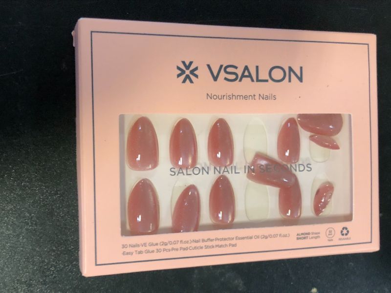 Photo 1 of VSALON Press-On Nails Short Almond - Pink Cat Eye 3D Chrome Butterfly Design for Woman, Reusable Fake Nails with Soft Gel Nail Glue, Protector Cuticle Oil, Easy Tabs & Nail File - 32 PCS in 16 Sizes