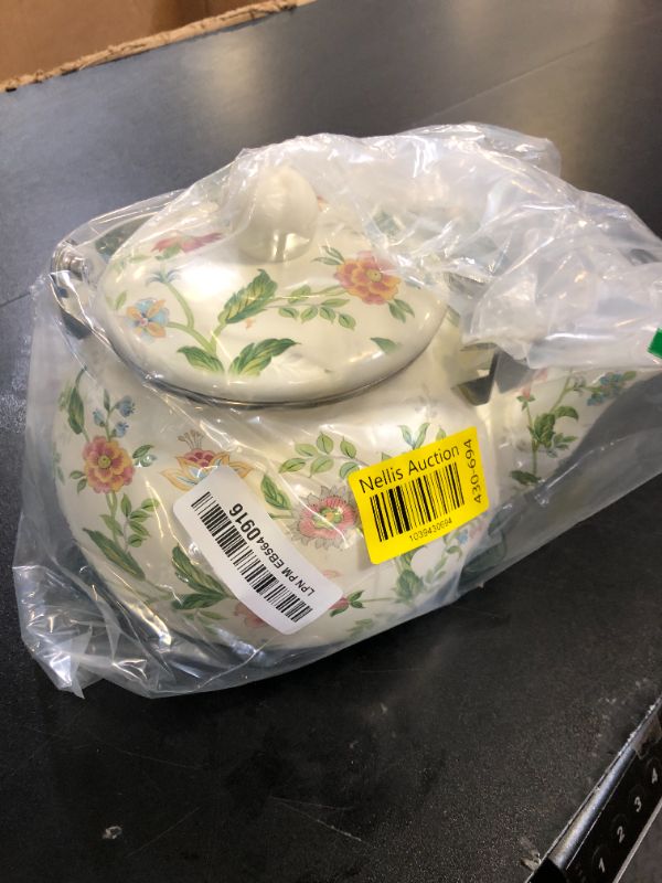 Photo 1 of Jucoan 2.6 Quart Vintage Enamel Tea Kettle, Green Floral Enamel on Steel Teapot with Cool Touch Porcelain Handle for Stovetop Home Kitchen Decor, Gift for Housewarming Christmas New Year