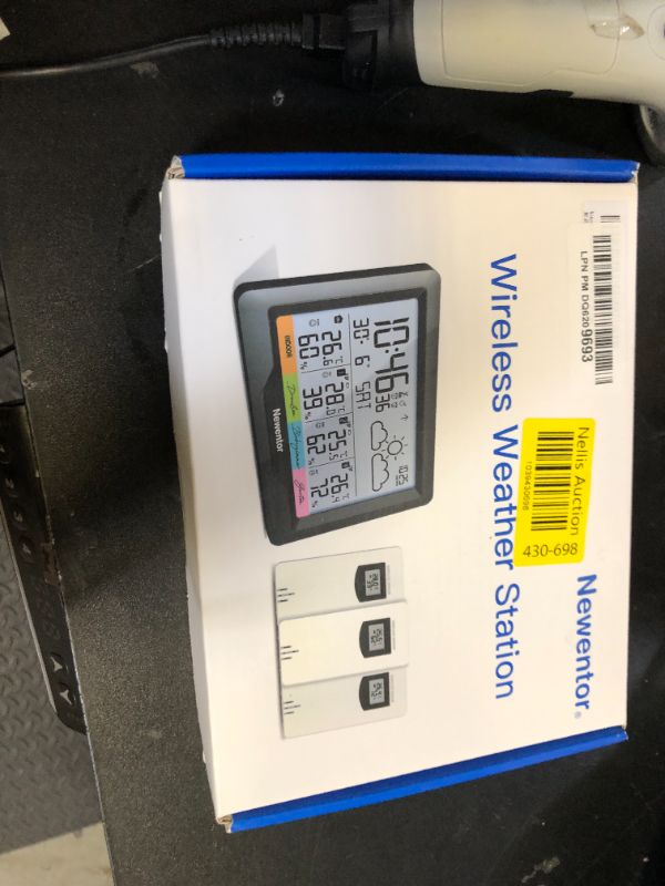 Photo 1 of Newentor Weather Stations Wireless Indoor Outdoor Multiple Sensors, Indoor Outdoor Thermometer with Atomic Weather Clock Battery Powered, Temperature Humidity Monitor and Barometer for Home, White