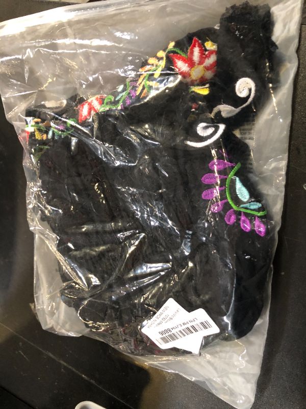 Photo 1 of Baby Girls Mexican Dress Sleeveless Off Shoulder Flowers Embroidery Dresses Toddler Traditional Mexico Themed Birthday Party Clothe Cinco De Mayo Outfit Hawaii Holiday Casual Sundress Black 2-3T