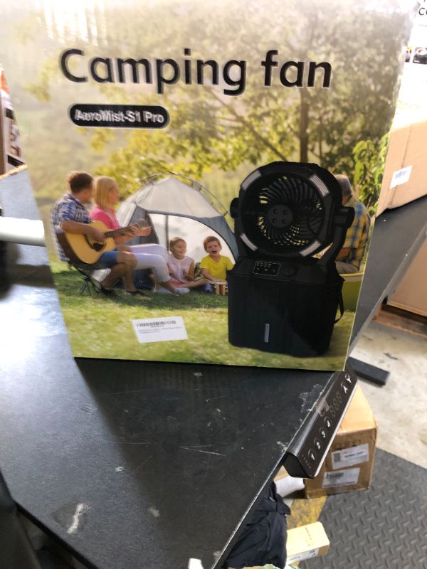 Photo 1 of Misting Fan Portable Camping Fan 42800mAh Rechargeable with Remote Control, 3 LED Light & Stepless Speed Control & Cooling Spray with 6L Bucket, Timer Function, Portable Handle, Rotating Hanging Hook
