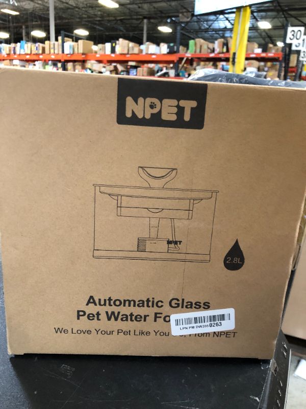 Photo 1 of NPET N280 Cat Water Fountain Glass, 95oz/2.8L Automatic Pet Fountain Dog Stainless Steel Tray, Water Dispenser for Cats, Dogs, Multiple Pets