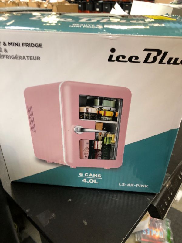Photo 1 of Iceblue Skincare Fridge with Viewing Window, 4L Compact Small Fridge for Bedroom, Car, Office & Dorm, Mini skincare fridge for Beauty Essentials & Beverages(Pink)