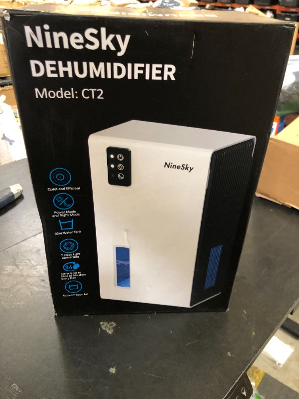 Photo 1 of NineSky Dehumidifier for Home, 95 OZ Water Tank, (1000 sq.ft) Dehumidifiers for Bathroom Bedroom Basement with Auto Shut Off,7 Colors LED Light(White)