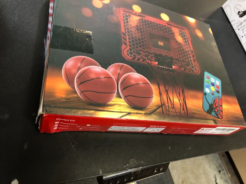 Photo 1 of ropoda Indoor Basketball Hoop, Mini Hoop with 7 LED Lights, 3 Modes Scoreboard, Mini Hoop with 4 Balls Over The Door, Basketball Hoop Indoor, Toys Gifts for Kids Adults
