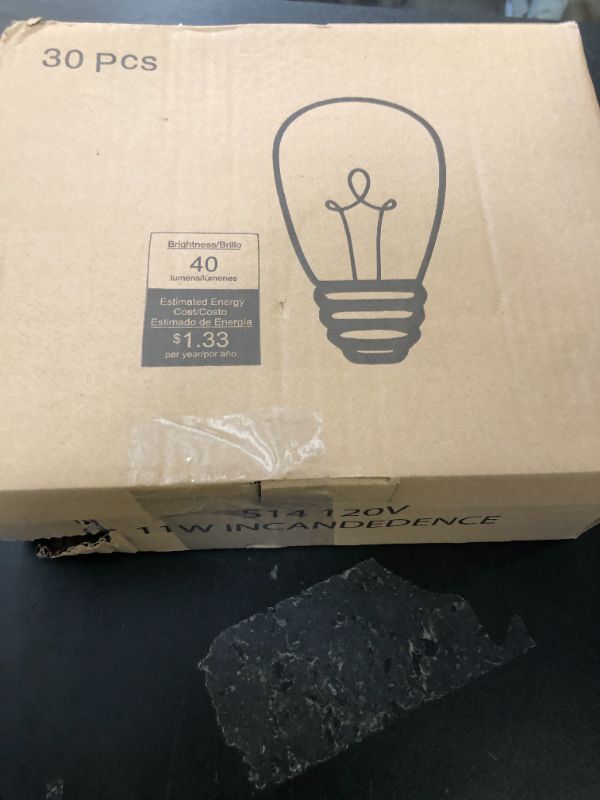 Photo 1 of 30 Pack S14 Clear Bulbs 11 Watt Warm Replacement Incandescent Glass Light Bulbs with E26 Medium Base for Indoor and Outdoor Commercial Grade Outdoor Patio Vintage String Lights
