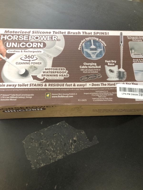 Photo 1 of Horsepower Unicorn, AS-SEEN-ON-TV, Motorized Toilet Brush, Powerful Spinning Action, 360 Degree Cleaning Power, Flexible Silicone Bristles, Eliminate Stains & Residue, No Scrubbing, Rechargeable