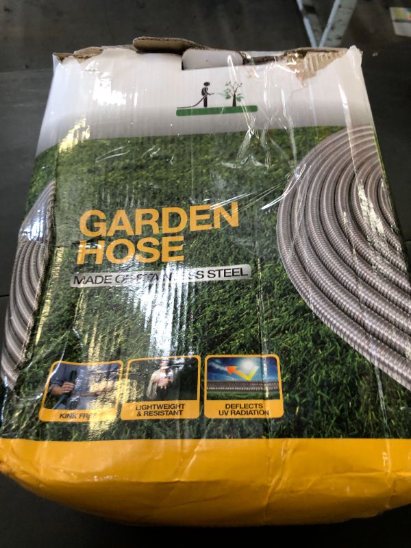 Photo 1 of 100 ft Stainless Steel Garden Hose - 2025 Upgraded Metal Water Hoses with 3/4" Solid Brass Fitting, Extra Strength Materials - Lightweight,Ultra Flexible,Durable,Kink-Less Water Hoses For Yard Camper