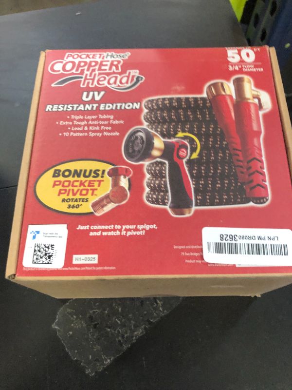 Photo 1 of Pocket Hose Copper Head w/New Pocket Pivot Expandable Garden Hose 100FT, AS-SEEN-ON-TV, Swivels 360°, Advanced Tri-Tex Tubing & Force Field Jacket, 3X Stronger, Lead-Free, No-Kink, Anti-Burst w/APT