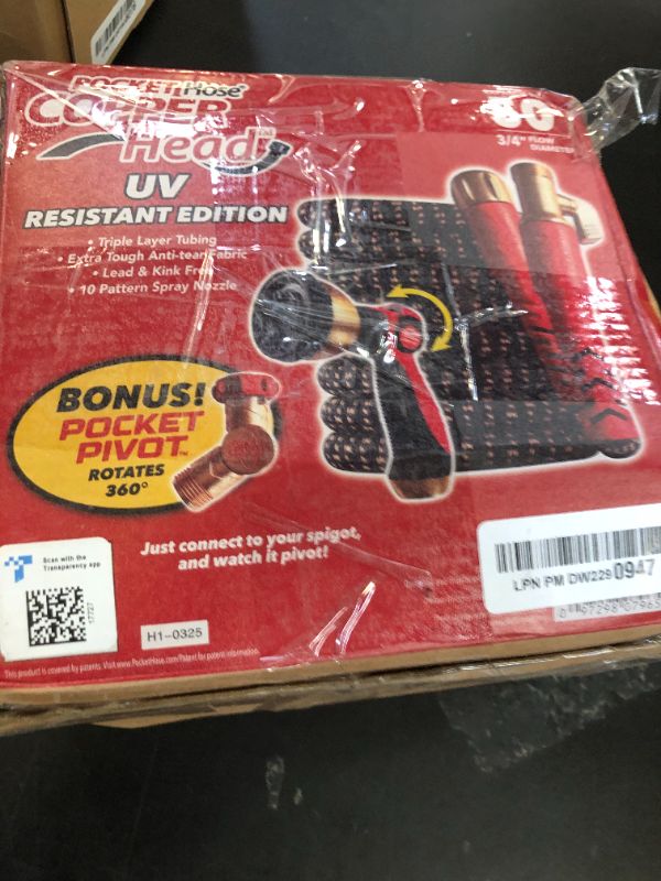 Photo 1 of Pocket Hose Copper Head w/New Pocket Pivot Expandable Garden Hose 100FT, AS-SEEN-ON-TV, Swivels 360°, Advanced Tri-Tex Tubing & Force Field Jacket, 3X Stronger, Lead-Free, No-Kink, Anti-Burst w/APT