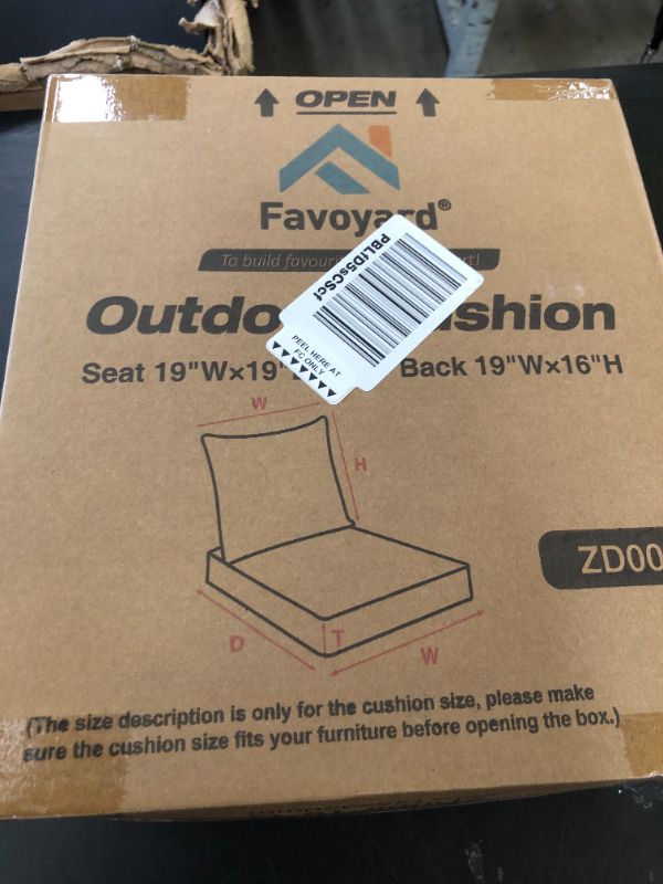 Photo 1 of Favoyard Outdoor Seat Cushion Set 19 x 19 Inch Waterproof & Fade Resistant Patio Furniture Cushions with Removable Cover Deep Seat & Back Cushion with Handle and Adjustable Straps for Chair Sofa Couch