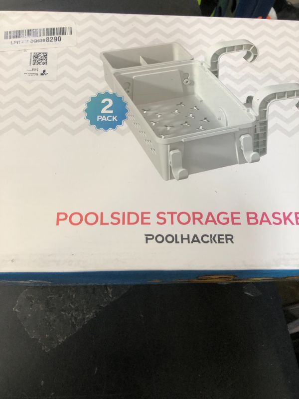 Photo 1 of [PATENTED] POOLHACKER 2025 Upgrade 2 Sets Poolside Storage Basket - Original Above Ground Pool Accessories, Swimming Pool Storage Basket with Pool Cup Holder, Poolside Storage to Organize Cup Towel