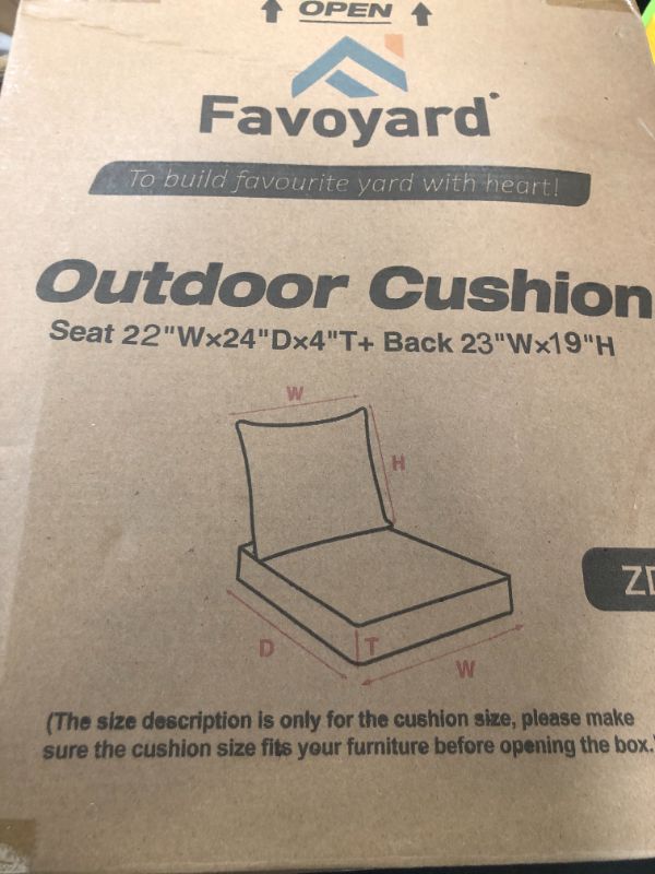 Photo 1 of Favoyard Outdoor Seat Cushion Set 22 x 24 Inch Waterproof & Fade Resistant Patio Furniture Cushions with Removable Cover Deep Seat & Back Cushion with Handle and Adjustable Straps for Chair Sofa Couch