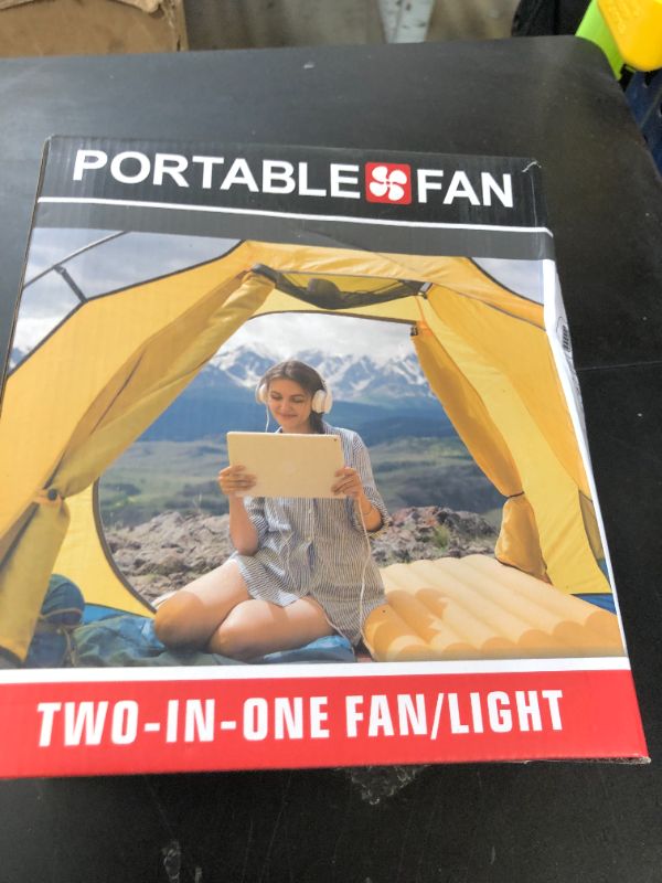 Photo 1 of 20000mAh Solar Fan with LED Lantern, Camping Fan with Solar Panel, 7W Rechargeable Powered for Outside, Quiet Battery Operated Tent Fan for Picnic, Barbecue, Fishing, Travel