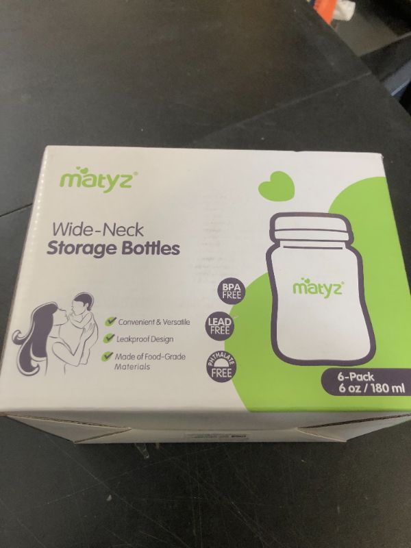 Photo 1 of Matyz 6-Pack Breast Milk Storage Bottles (6oz, 3 Colors) - Wide Neck Breastmilk Collection and Storage Bottle - Formula Storage Bottles Compatible with Medela Avent Spectra Pumps